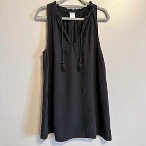 Kona Sol Black Gauze Sleeveless Cover Up Dress Womens Medium Beach Swim
